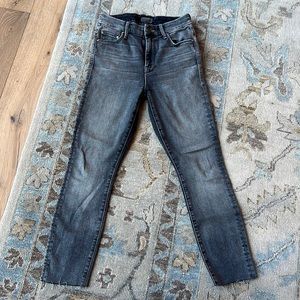 Mother jeans. High wasted “looker ankle fray”.